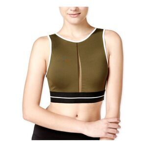 energie Womens Cora Crisscross-Back Illusion Sports Bra, Green, NWT